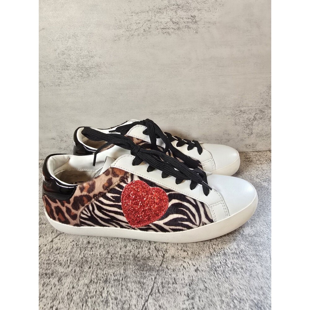 Love Moschino Rare glittery heart animal print sneakers EUR 40 US 9 Leopard